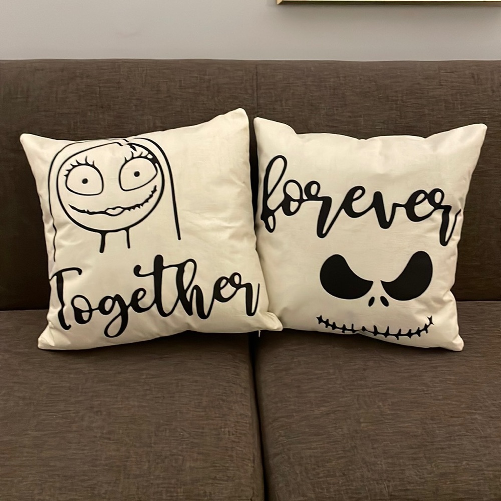 Set of Nightmare Before Christmas Square Decorative Throw Pillows